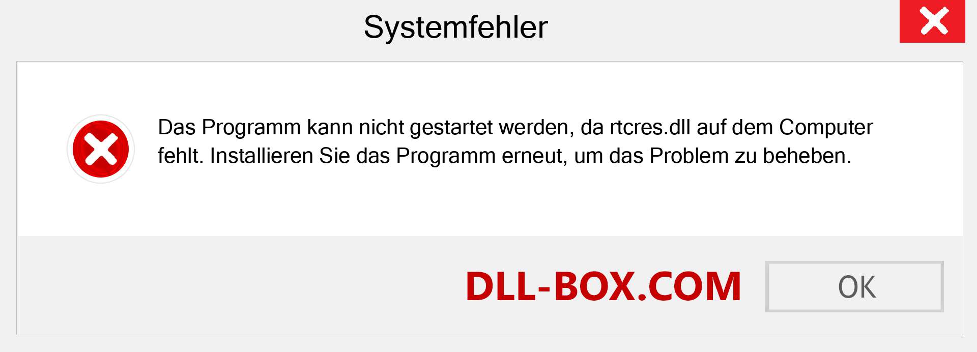 rtcres.dll-Datei fehlt?. Download für Windows 7, 8, 10 - Fix rtcres dll Missing Error unter Windows, Fotos, Bildern